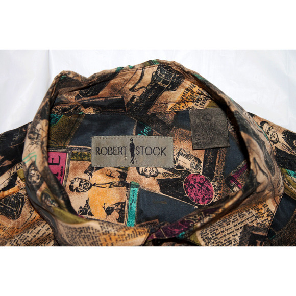 Robert Stock Men's Short Sleeve Button Front Shirt Size Large - Picture 5 of 5